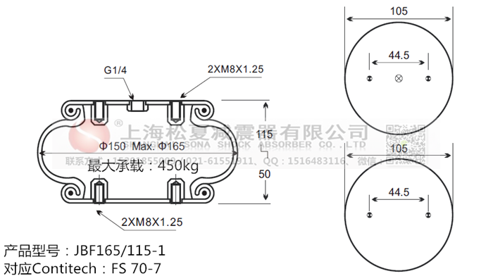 JBF165/115-1橡膠<a href='http://yaoshuntang.cn/' target='_blank'><u>空氣彈簧</u></a>