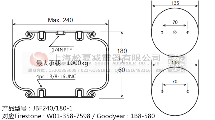 JBF240-180-1橡膠<a href='http://yaoshuntang.cn/' target='_blank'><u>空氣彈簧</u></a>